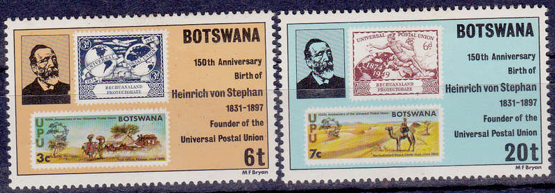 BOTSWANA 1981, 7 Jan. 150th ANNIV BIRTH H VON STEPHAN, set, MH, CV +/-R 55.00 view scans