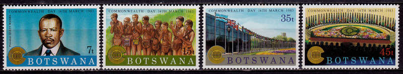 BOTSWANA 1983, 14 March. COMMONWEALTH DAY, set, MNH, CV +/-R 35.00 view scans