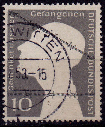 GERMANY 1953, 9 May. MEMORIAL EDITION WAR PRISONERS, single, UH CV +/-R 10.00 view scans