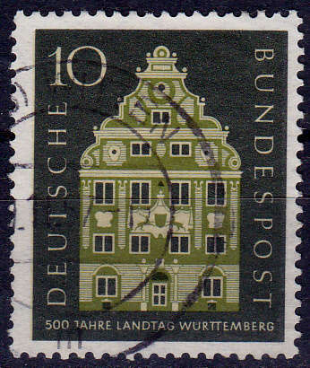 GERMANY 1957, 16 Nov. 500th ANNIV WURTTEMBERG LANDTAG, single, UH CV +/-R 20.00 view scans