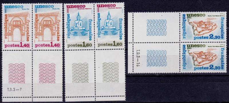 FRANCE 1981, 12 Dec. UNESCO WORLD HERITAGE, set pairs, MNH, CV+/-R 90.00 view scans