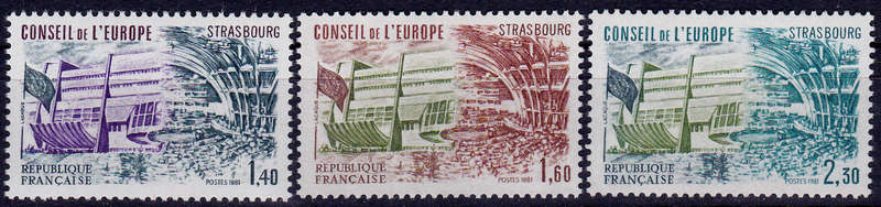 FRANCE 1981, 21 Nov. PALACE OF EUROPE-PLENAR HALL, set, MNH, CV+/-R 25.00 view scans