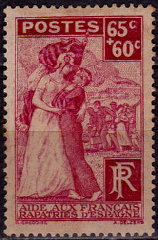 FRANCE 1938, 8 Aug. CHARITY STAMP, single, MH, CV +/-R 55.00 view scans