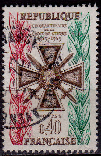 FRANCE 1965, 22 May. 50th ANNIV CROIX DE GUERRE, single, UH, CV +/-R 10.00 view scans