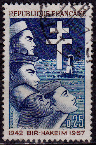 FRANCE 1967, 7 Oct. 25th ANNIV BATTLE BIR-HAKEIM, single, UH, CV +/-R 5.00 view scans