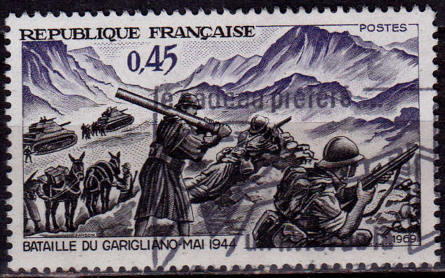 FRANCE 1969, 10 May. 25th ANNIV BATTLE of GARIGLIANO, single, UH, CV +/-R 5.00 view scans