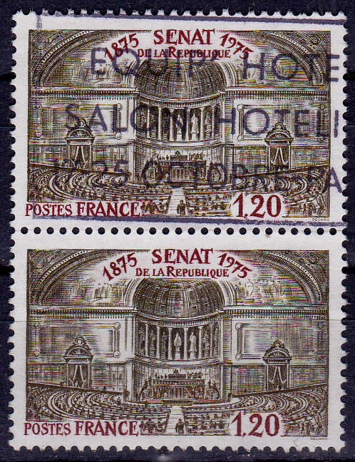 FRANCE 1975, 24 May. 100th ANNIV of FRENCH SENATE, single pair, UH, CV +/-R 20.00 view scans