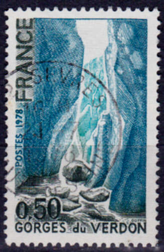 FRANCE 1978, 4 March. VERDON GORGE, single, UH, CV +/-R 5.00 view scans