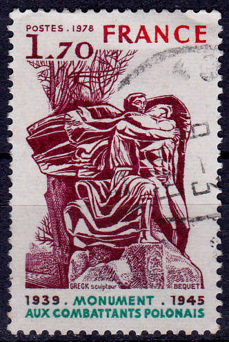 FRANCE 1978, 11 Nov. POLISH FIGHTERS WAR MEMORIAL, single, UH, CV +/-R 10.00 view scans