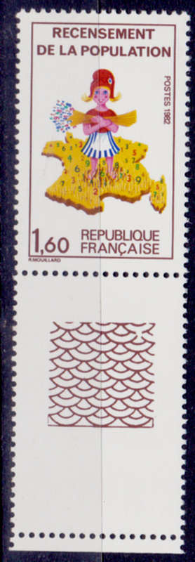 FRANCE 1982, 27 Feb. POPULATION CENSUS, single, MNH, CV +/-R 10.00 view scans