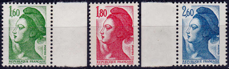 FRANCE 1982, 1 June. LIBERTY NEW VALUES, set, MNH, CV +/-R 55.00 view scans