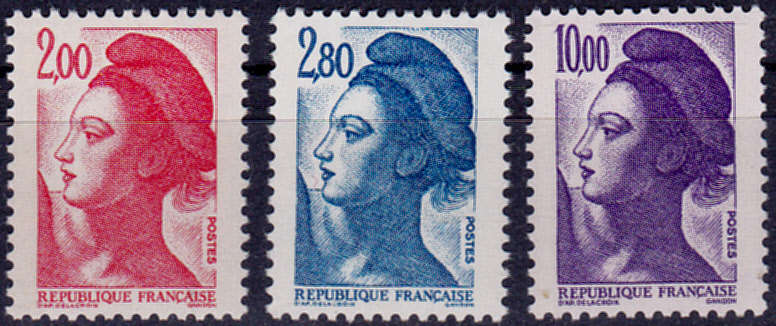 FRANCE 1983, 1 June. LIBERTY NEW VALUES, set, MNH, CV +/-R 110.00 view scans