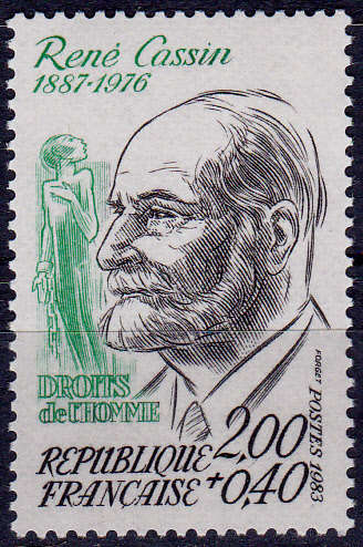 FRANCE 1983, 25 June. RENE CASSIN, single, MNH, CV +/-R 15.00 view scans