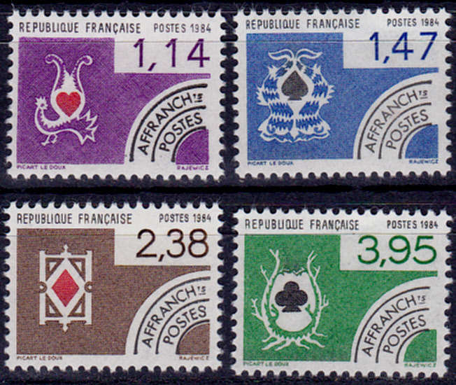 FRANCE 1984, 11 April. PLAYING CARDS PRE-CANCELLED, set, MNH, CV +/-R 65.00 view scans