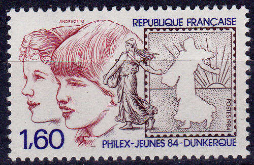 FRANCE 1984, 21 April. PHILEX-JEUNES 84, single, MNH, CV +/-R 15.00 view scans