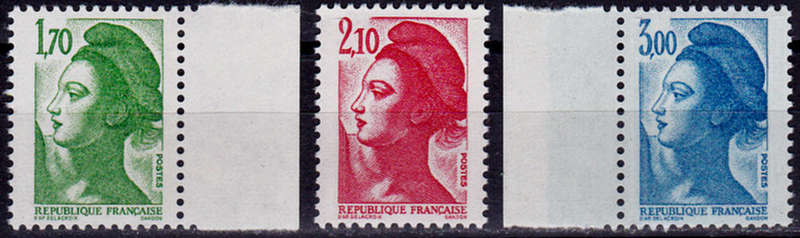 FRANCE 1984, 1 July. LIBERTY NEW VALUES, set, MNH, CV +/-R 55.00 view scans