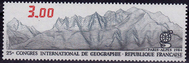 FRANCE 1984, 25 Aug. 25th INTERNATIONAL GEOGRAPHY CONGRESS, single, MNH, CV +/-R 20.00 view scans