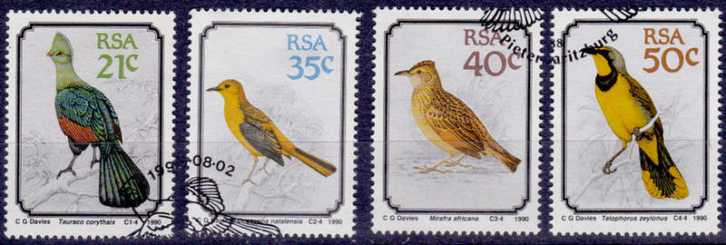 RSA 1990, 2 Aug. SOUTH AFRICAN BIRDS, set, CTO, CV R ?? view scans