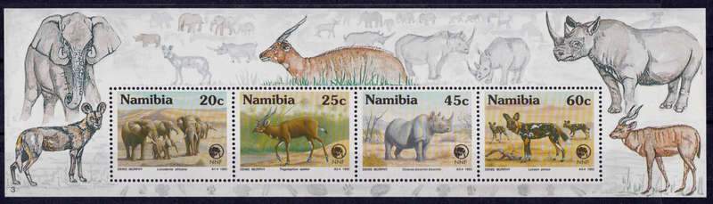 NAMIBIA 1993, 25 Feb. RARE and ENDANGERED ANIMALS, minisheet no 3, MNH, CV R 40.00 view scans