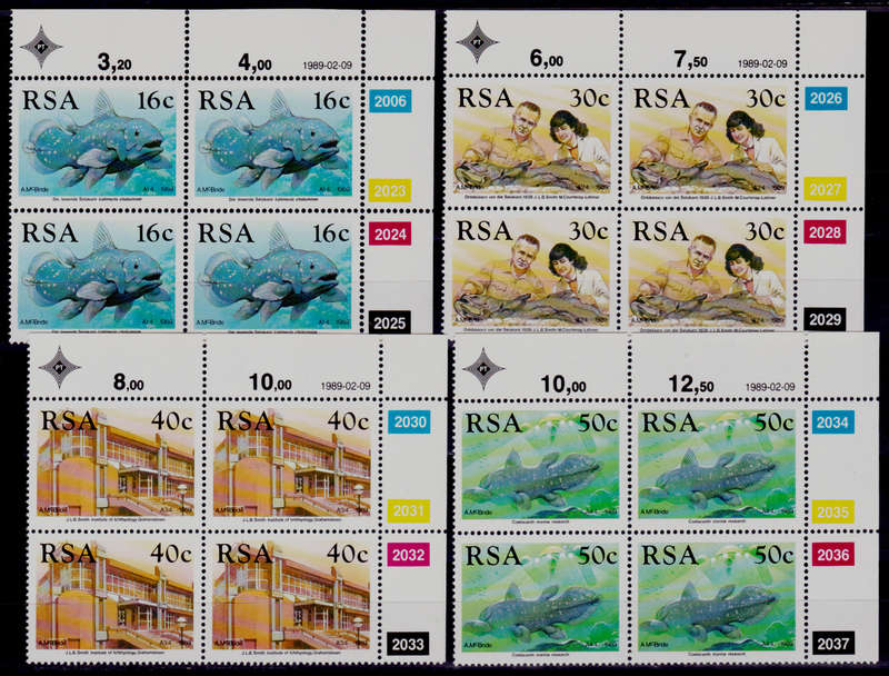 RSA 1989, 9 Feb. IDENTIFICATION of the COELACANTH, set controls, MNH, CV 46.00 view scans