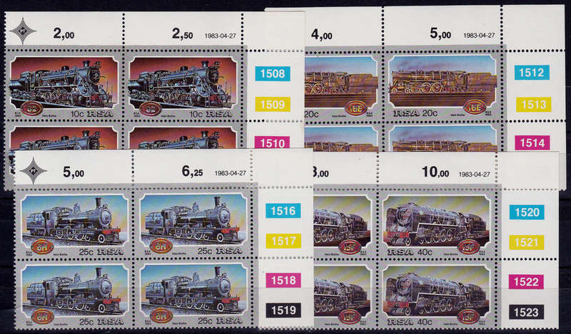 RSA 1983, 27 April. STEAM LOCOMOTIVES, set controls, MNH, CV R 40.00 view scans