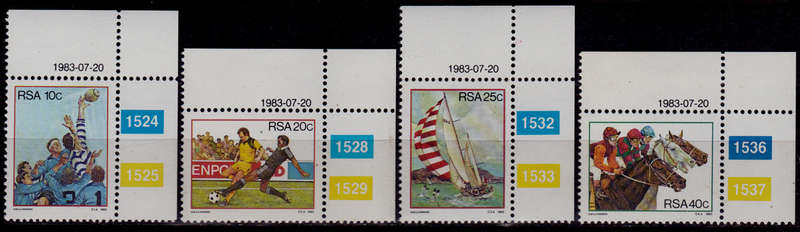 RSA 1983, 20 July. SPORT ACTIVITIES IN SA, set, MNH, CV R 5.50 view scans
