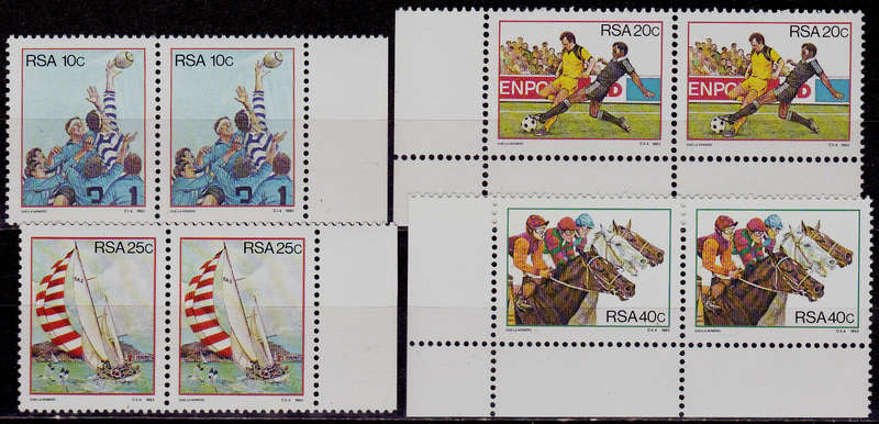 RSA 1983, 20 July. SPORT ACTIVITIES IN SA, set pairs, MNH, CV R 11.00 view scans