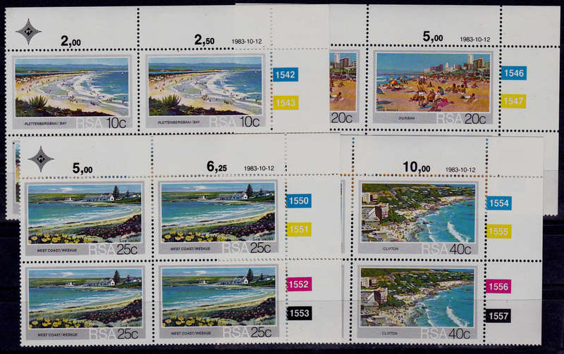 RSA 1983, 12 Oct. TOURISM SA BEACHES, set controls, MNH, CV R 40.00 view scans