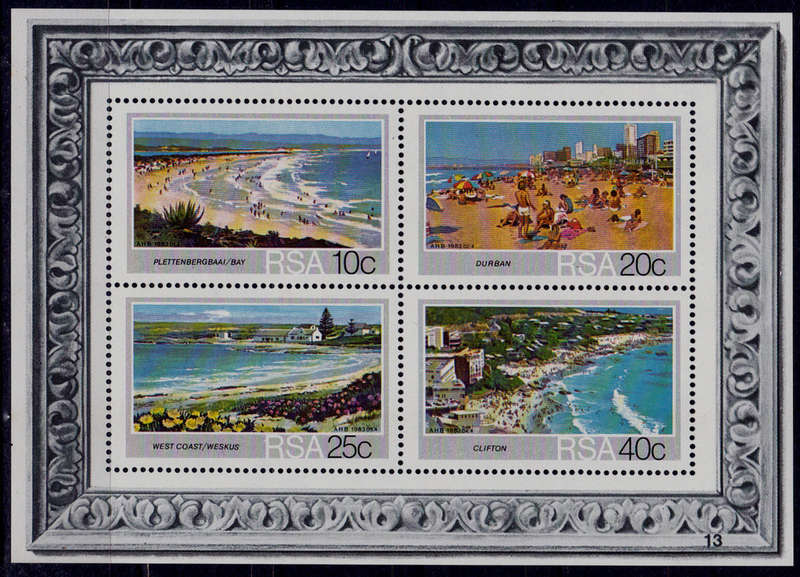 RSA 1983, 12 Oct. TOURISM SA BEACHES, minisheet, MNH, CV R 10.00 view scans