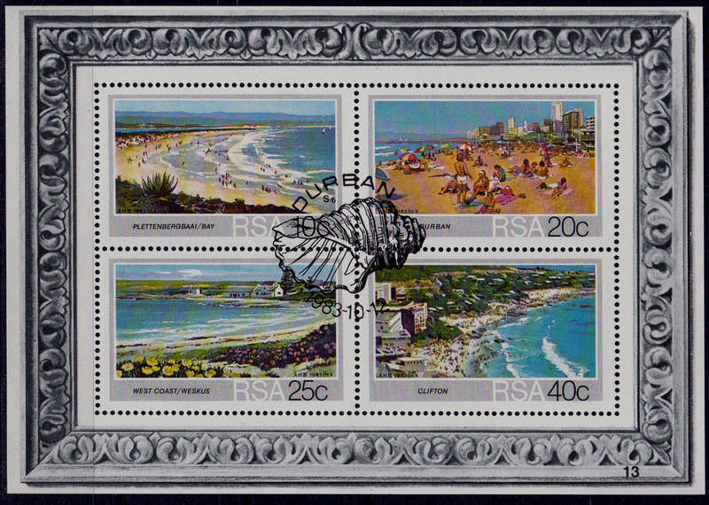 RSA 1983, 12 Oct. TOURISM SA BEACHES, minisheet, CTO, CV R ?? view scans