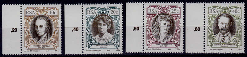 RSA 1984, 24 Feb. SA ENGLISH AUTHORS, set, MNH, CV R 10.00 view scans