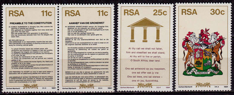 RSA 1984, 3 Sept. NEW CONSTITUTION, set, MNH, CV R 10.00 view scans