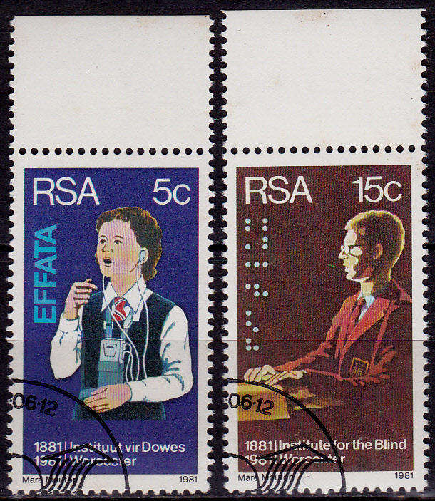 RSA 1981, 12 June. INSTITUTE DEAF AND BLIND, set, CTO, CV R ?? view scans