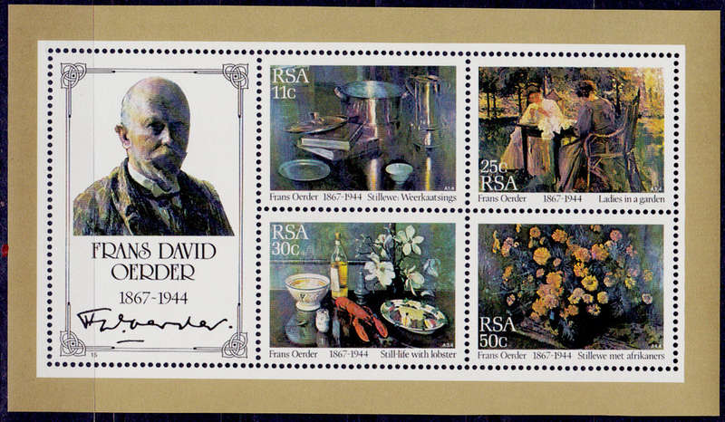 RSA 1985, 22 Feb. PAINTING by FRANS DAVID OERDER, minisheet, MNH, CV R 10.00 view scans