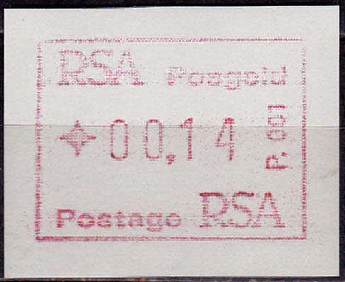 RSA 1986, 14 Aug. INTRODUCTION OF POSTAGE LABELS, single, MNH, CV R 2.50 view scans