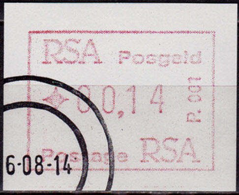 RSA 1986, 14 Aug. INTRODUCTION OF POSTAGE LABELS, single, CTO, CV R ?? view scans
