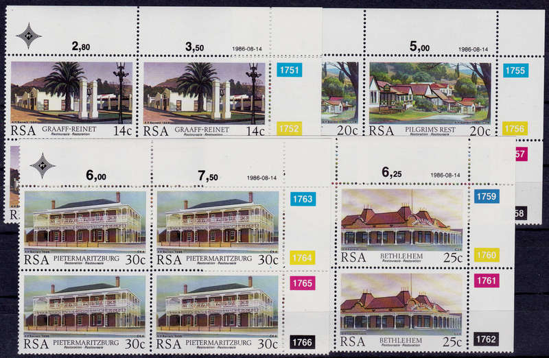 RSA 1986, 14 Aug. RESTORATION, set controls, MNH, CV R 40.00 view scans
