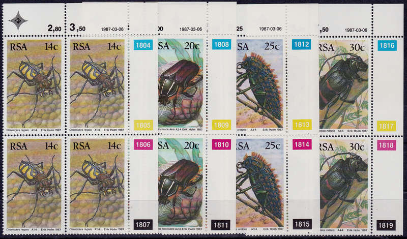 RSA 1987, 6 March. SA BEETLES, set controls, MNH, CV R 40.00 view scans