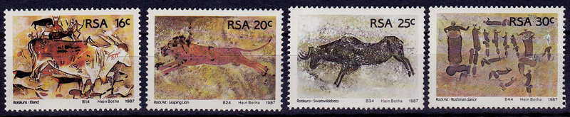 RSA 1987, 4 June. ROCK PAINTINGS, set, MNH, CV R 5.50 view scans