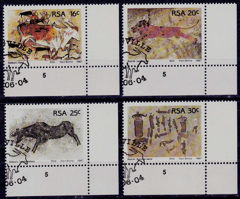 RSA 1987, 4 June. ROCK PAINTINGS, set, CTO, CV R ?? view scans