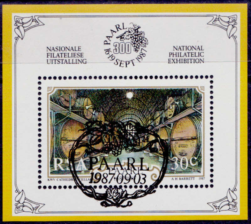 RSA 1987, 3 Sept. 300th ANNIV OF PAARL, minisheet, CTO, CV R ?? view scans