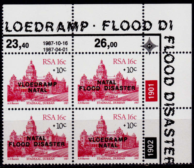 RSA 1987, 16 Nov. NATAL RELIEF FUND 1st issue, single control, MNH, CV R 10.00 view scans