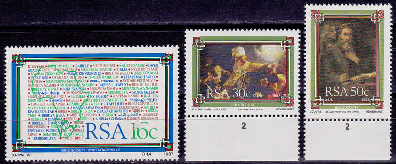 RSA 1987, 19 Nov. BIBLE SOCIETY of SOUTH AFRICA, short set, MNH, CV R 7.50 view scans