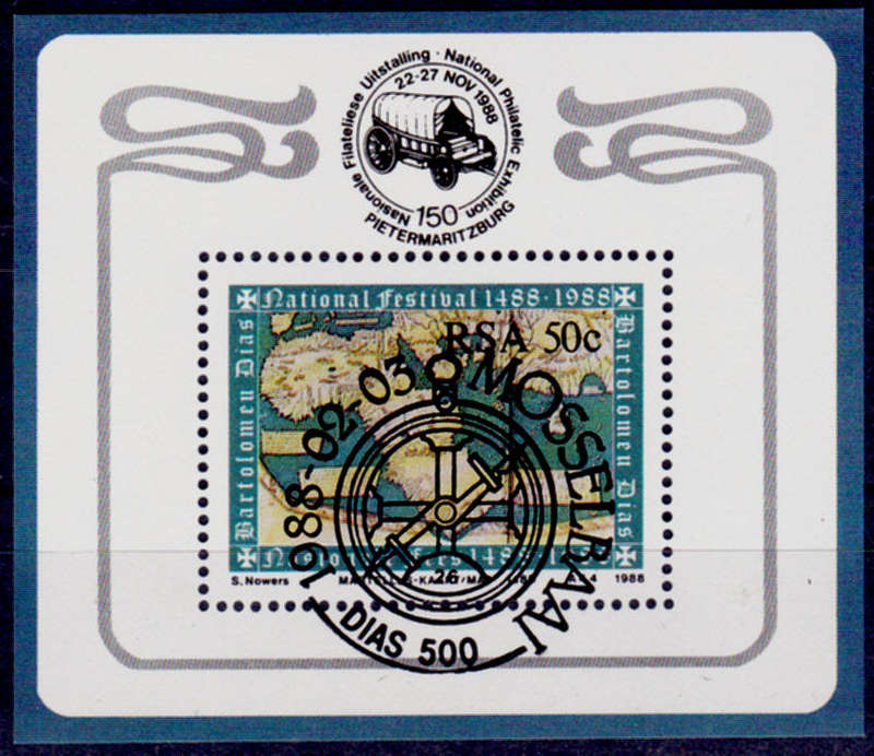 RSA 1988, 3 Feb. 500th ANNIV DISCOVERY of the CAPE, minisheet, CTO, CV R ?? view scans