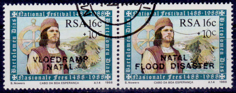 RSA 1988, 1 March. NATAL FLOOD RELIEF FUND, pair, CTO, CV R ?? view scans