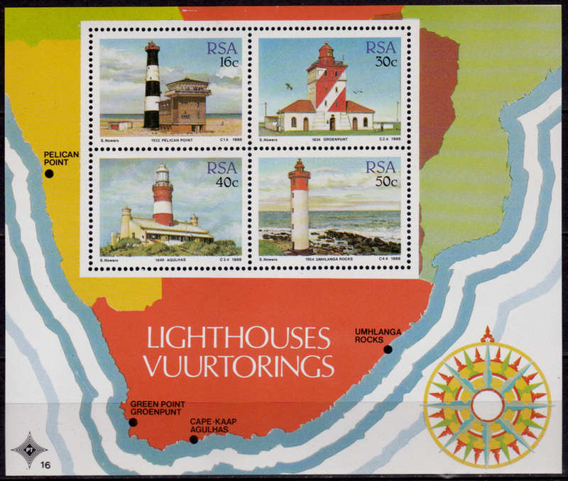 RSA 1988, 9 June. LIGHTHOUSES, minisheet, MNH, CV R 20.00 view scans