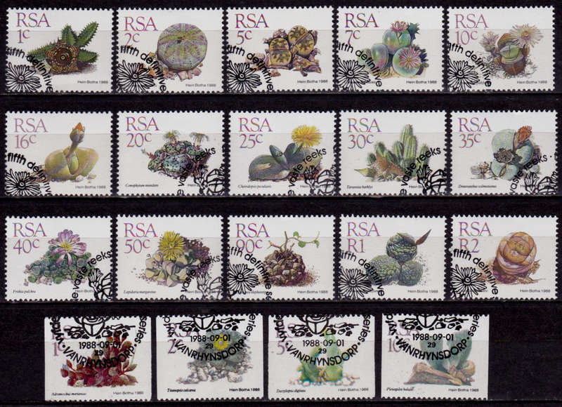 RSA 1988, 1 Sept. 5th DEFINITIVE ISSUE, SUCCULENTS, set, CTO, CV R ?? view scans