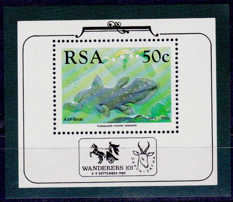RSA 1989, 9 Feb. IDENTIFICATION of the COELACANTH, minisheet, MNH, CV 60.00 view scans
