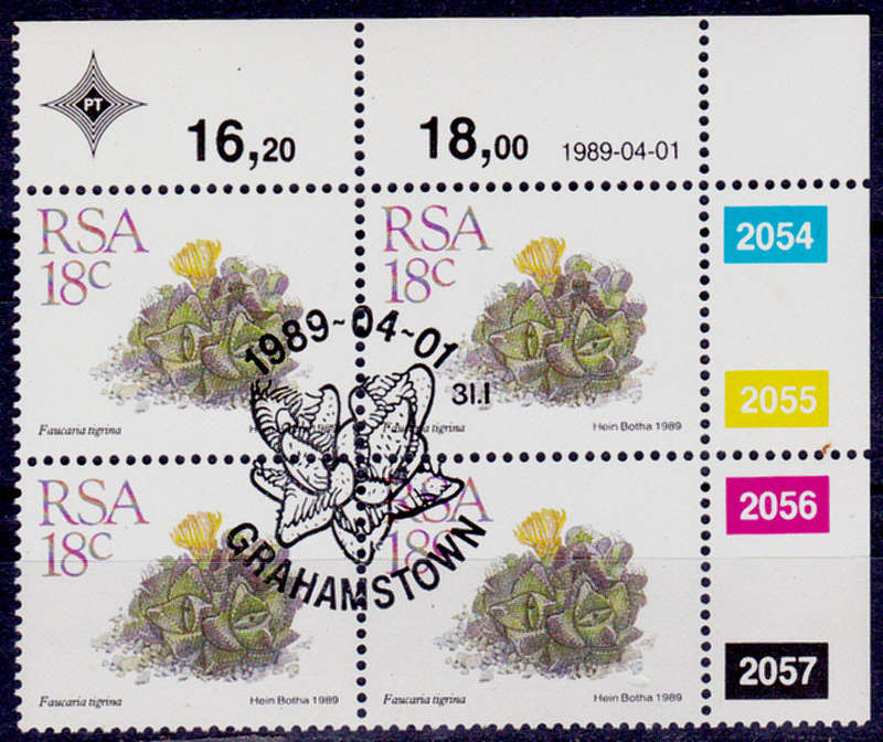 RSA 1989, 1 April. ADD VALUE to DEFINITIVE ISSUE, SUCCULENTS, control, CTO, CV R ?? view scans