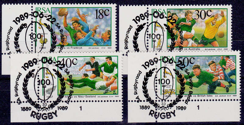 RSA 1989, 22 June. CENTENARY OF SA RUGBY BOARD, set, CTO, CV R ?? view scans